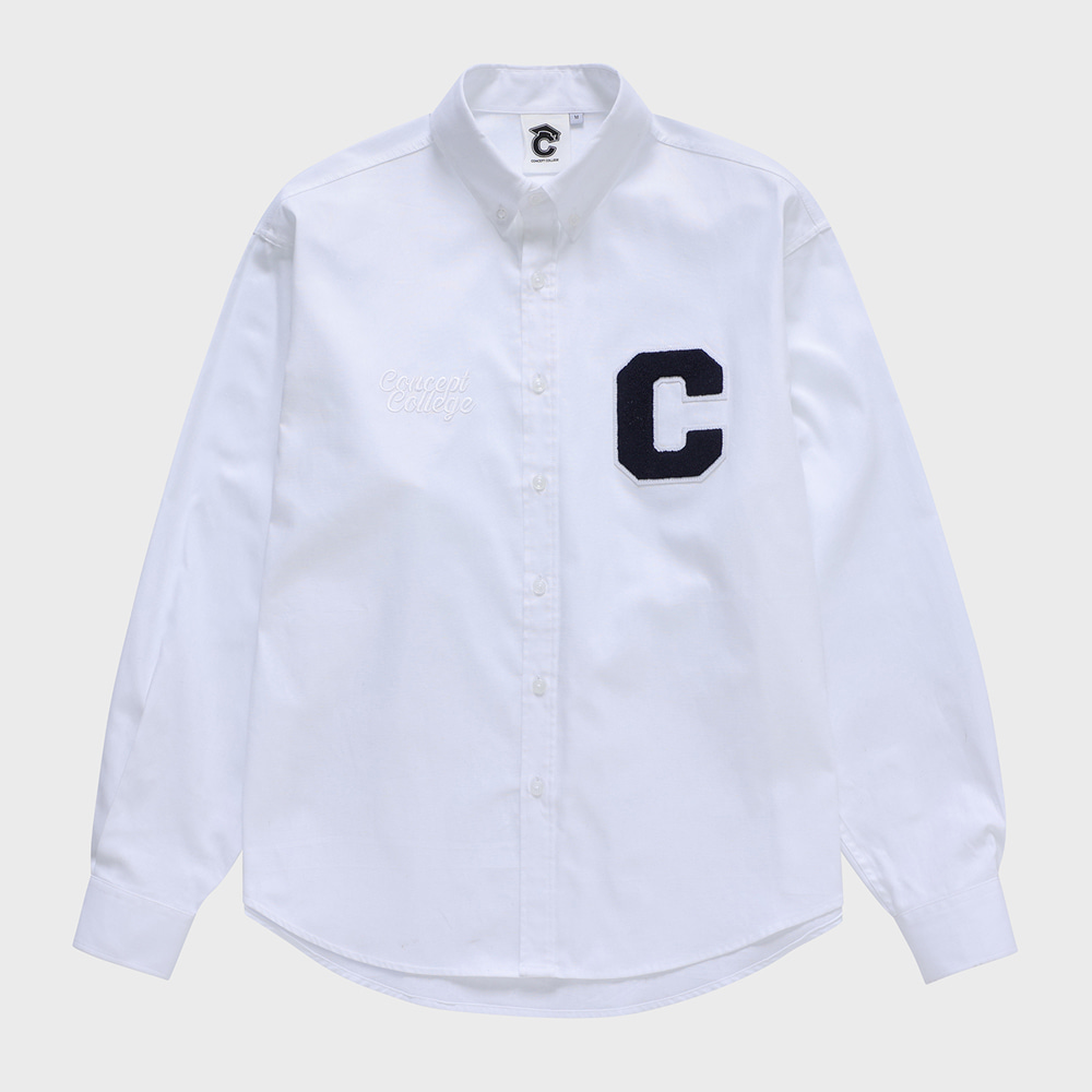 C Patch Unisex White Oxford Shirt