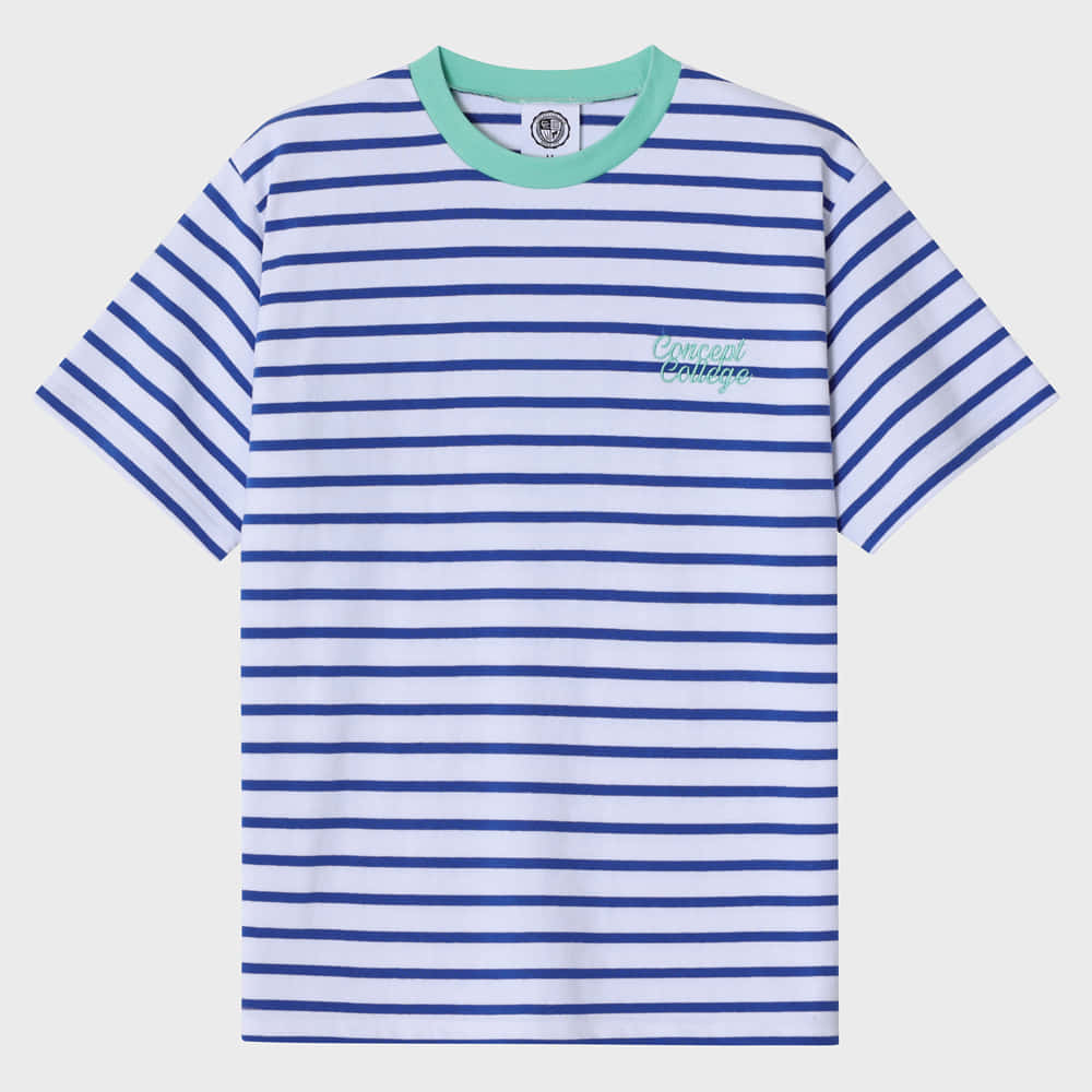 Mint Neck Blue Stripe Unisex T-shirt
