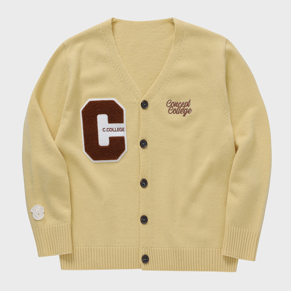 Brown C-Patch Yellow Unisex Knit Cardigan