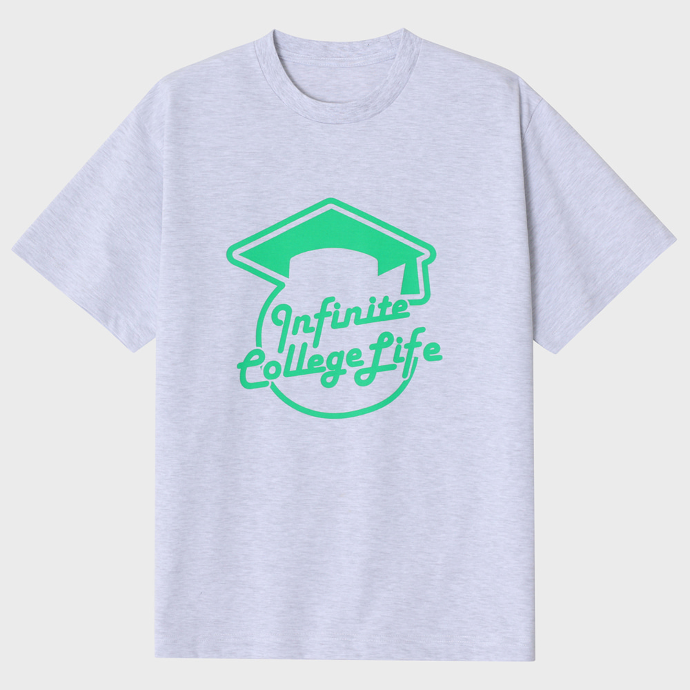 Infinite college life crew neck Unisex T-shirt [Ash grey]