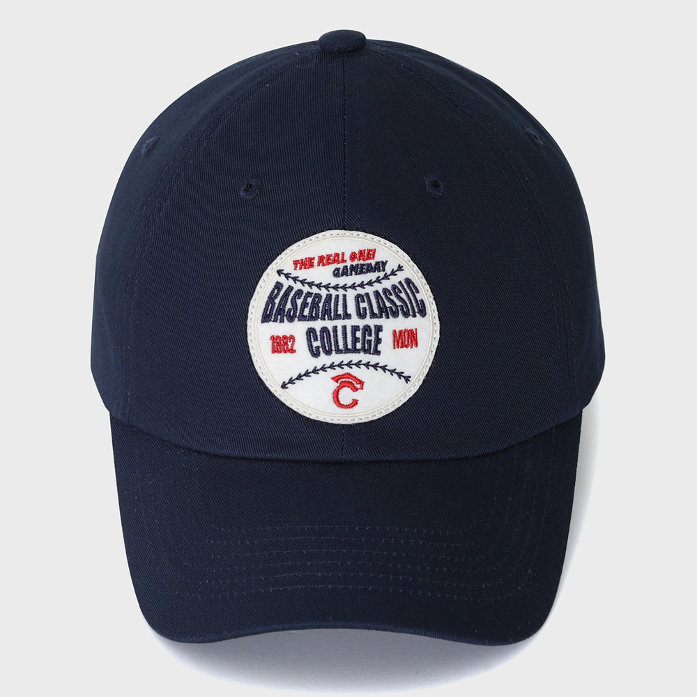 Baseball Patch Cotton Ball Cap [Navy]