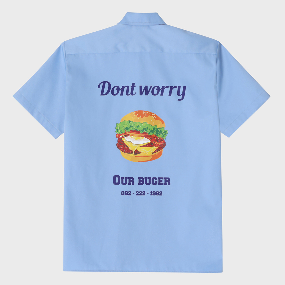 Dont Worry Hamburger Short-Sleeved Work Shirt