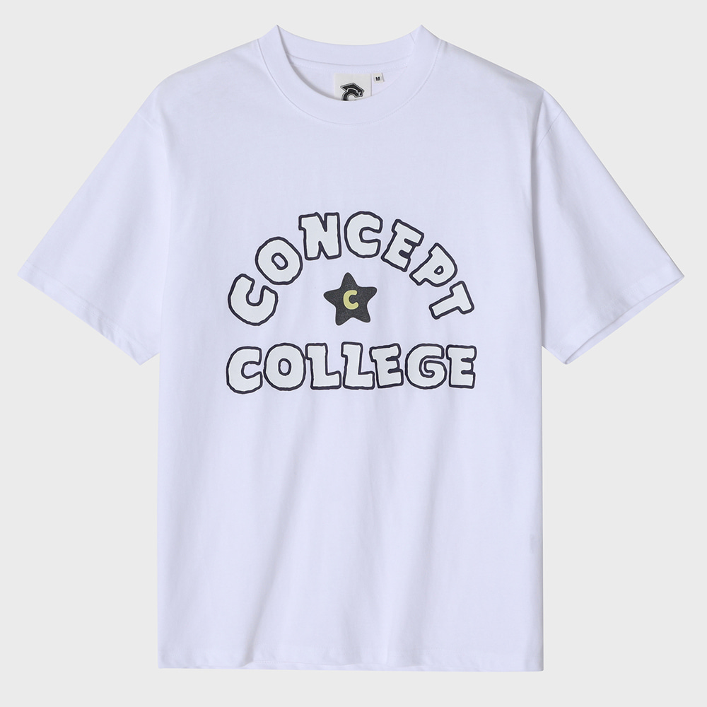 Concept College Hand Logo White Short Sleeve T-shirt [Unisex]