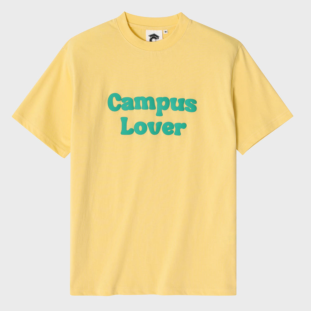 Embossing Campus lover Yellow Short-Sleeved T-Shirt [Unisex]